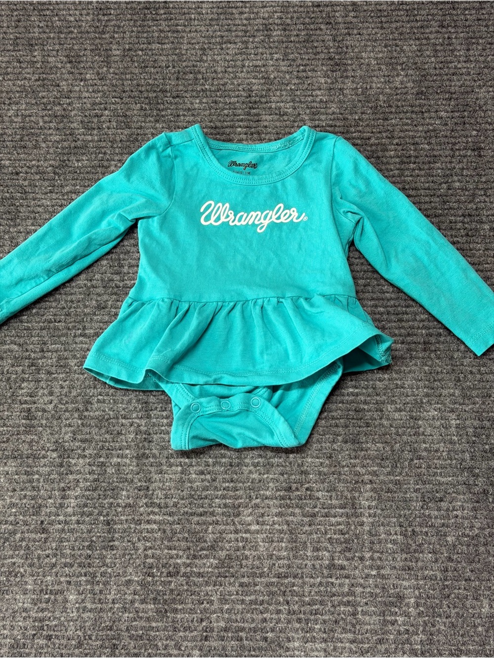 Wrangler Teal Long Sleeve Peplum Bodysuit with Logo